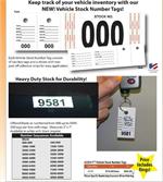 Vehicle Stock Number Tags