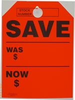 Mirror Hang Tags - Fluorescent Red - Save /  Was / Now 